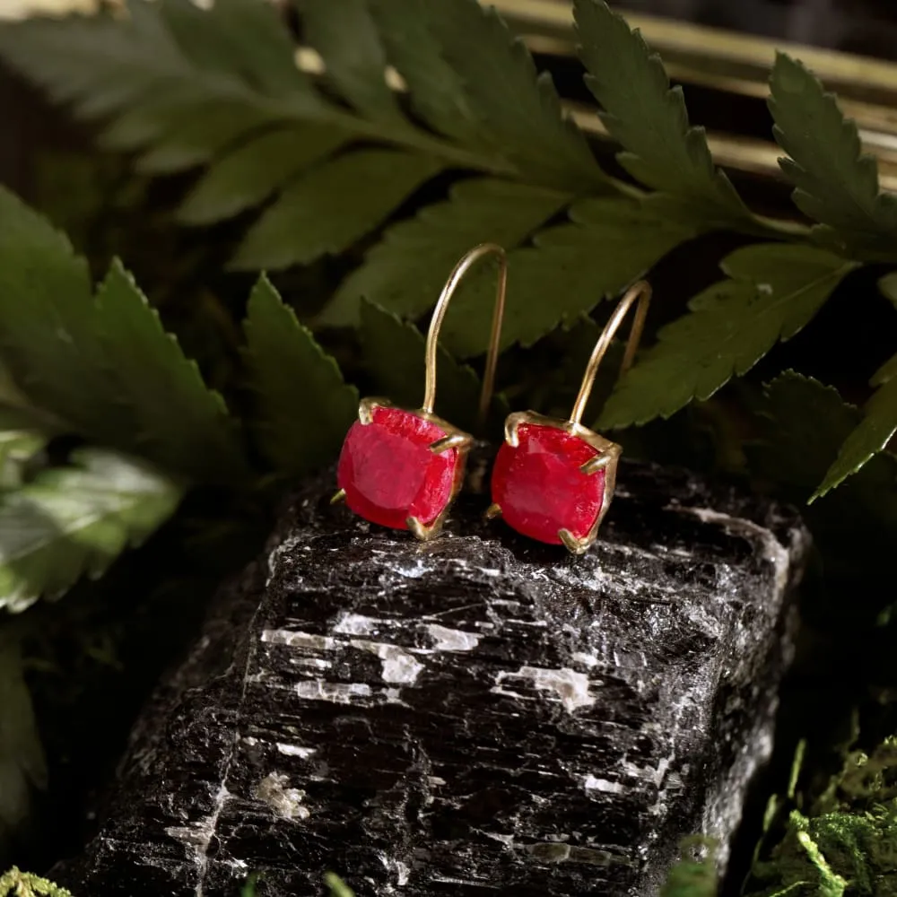 The Ashera - Natural Ruby Dangle Earrings