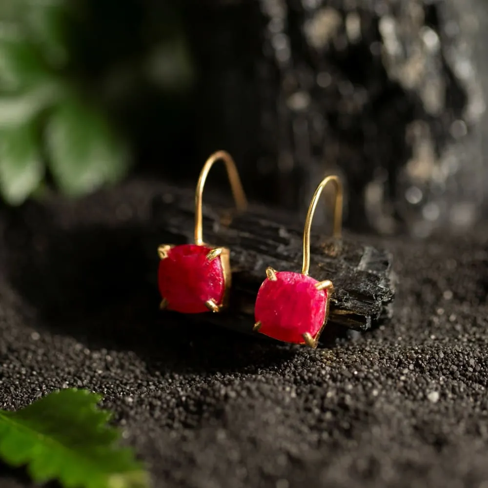The Ashera - Natural Ruby Dangle Earrings