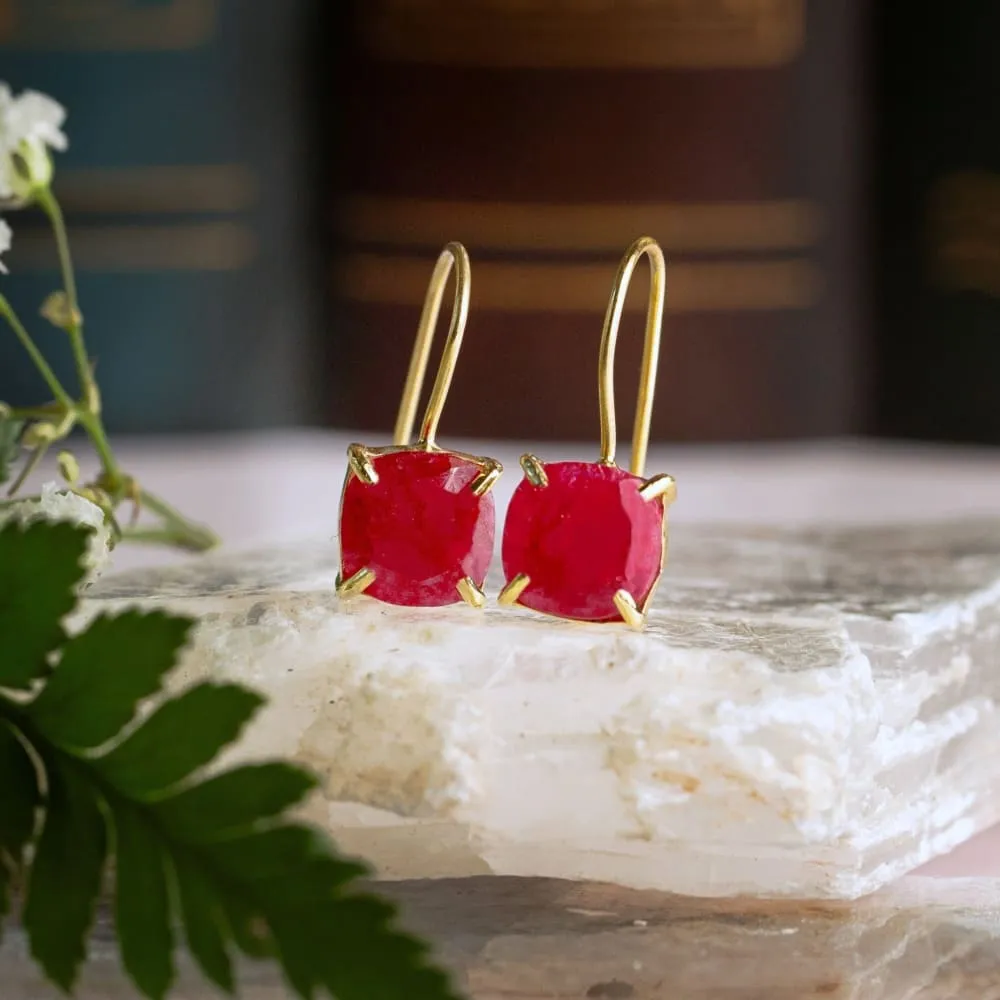 The Ashera - Natural Ruby Dangle Earrings
