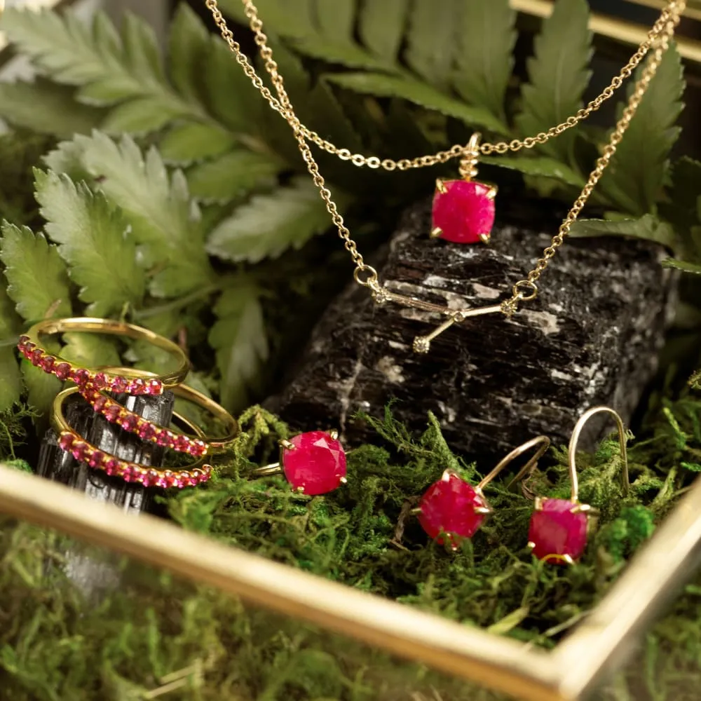 The Ashera - Natural Ruby Dangle Earrings