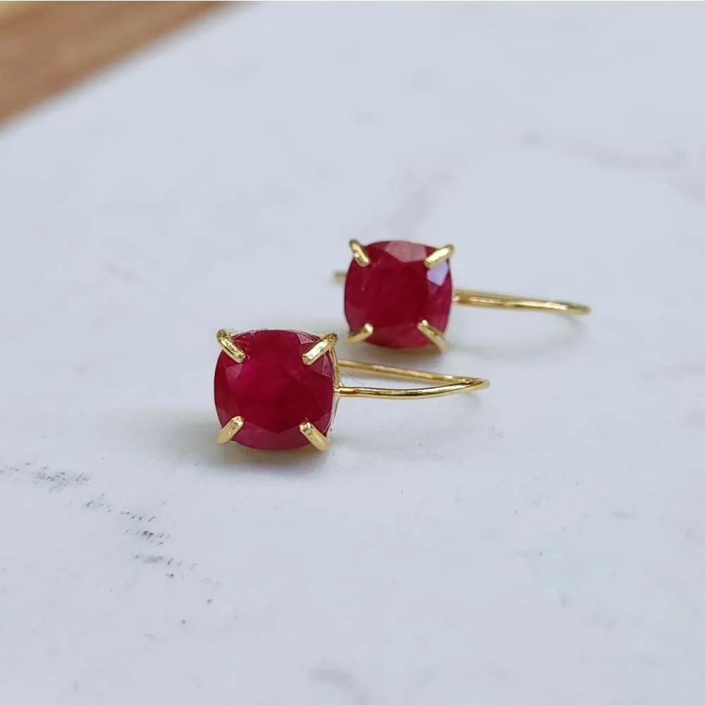 The Ashera - Natural Ruby Dangle Earrings