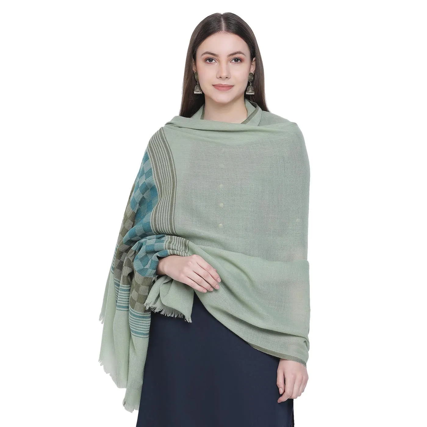 Vidrum: A classic block plaids Woolen shawl