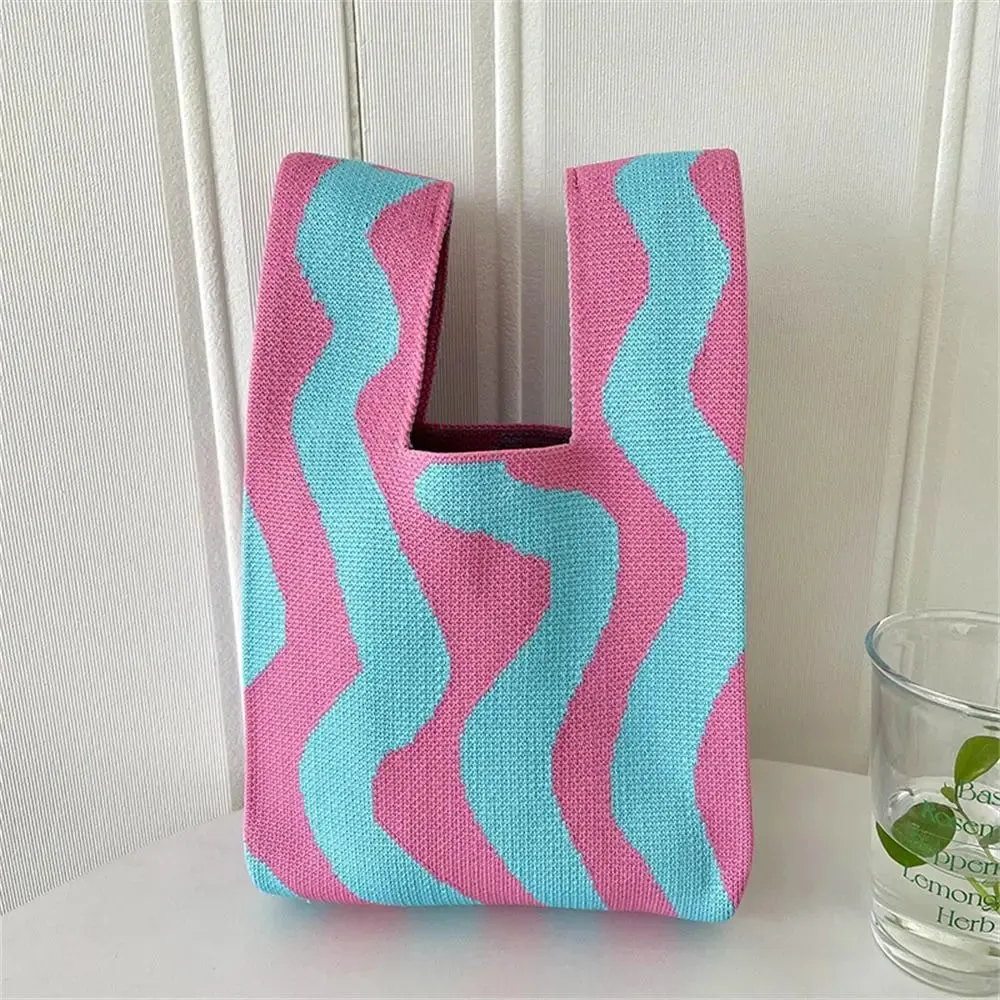 Wavy Stripes Pastel Knot Wrist Handbags