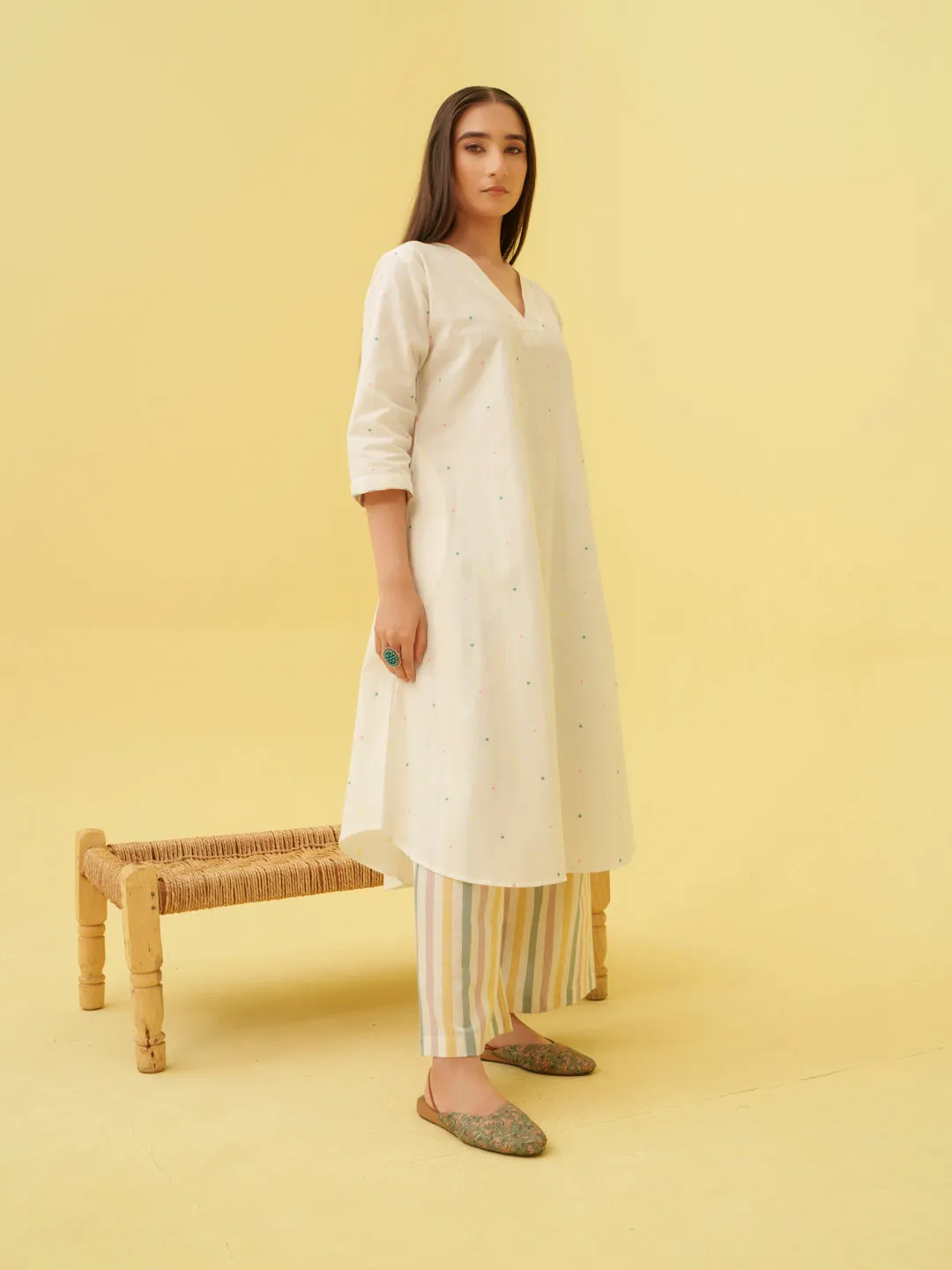 White Petal Kurta Set
