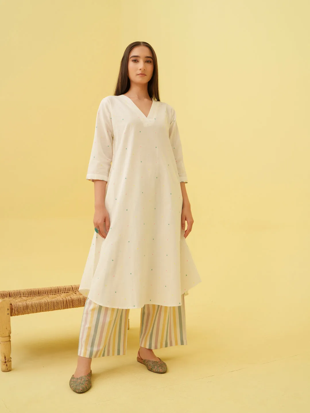 White Petal Kurta Set