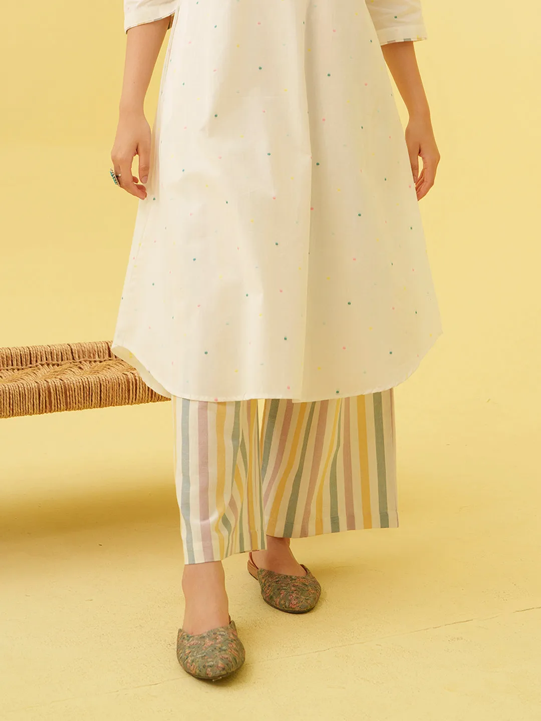 White Petal Kurta Set