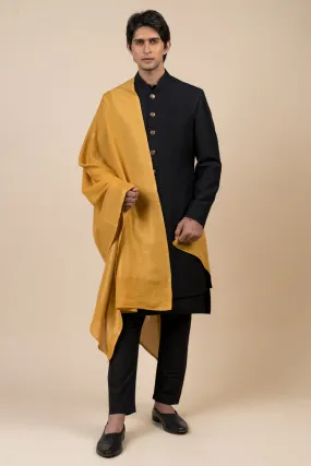 Yellow Ochre Shawl With Zari Border